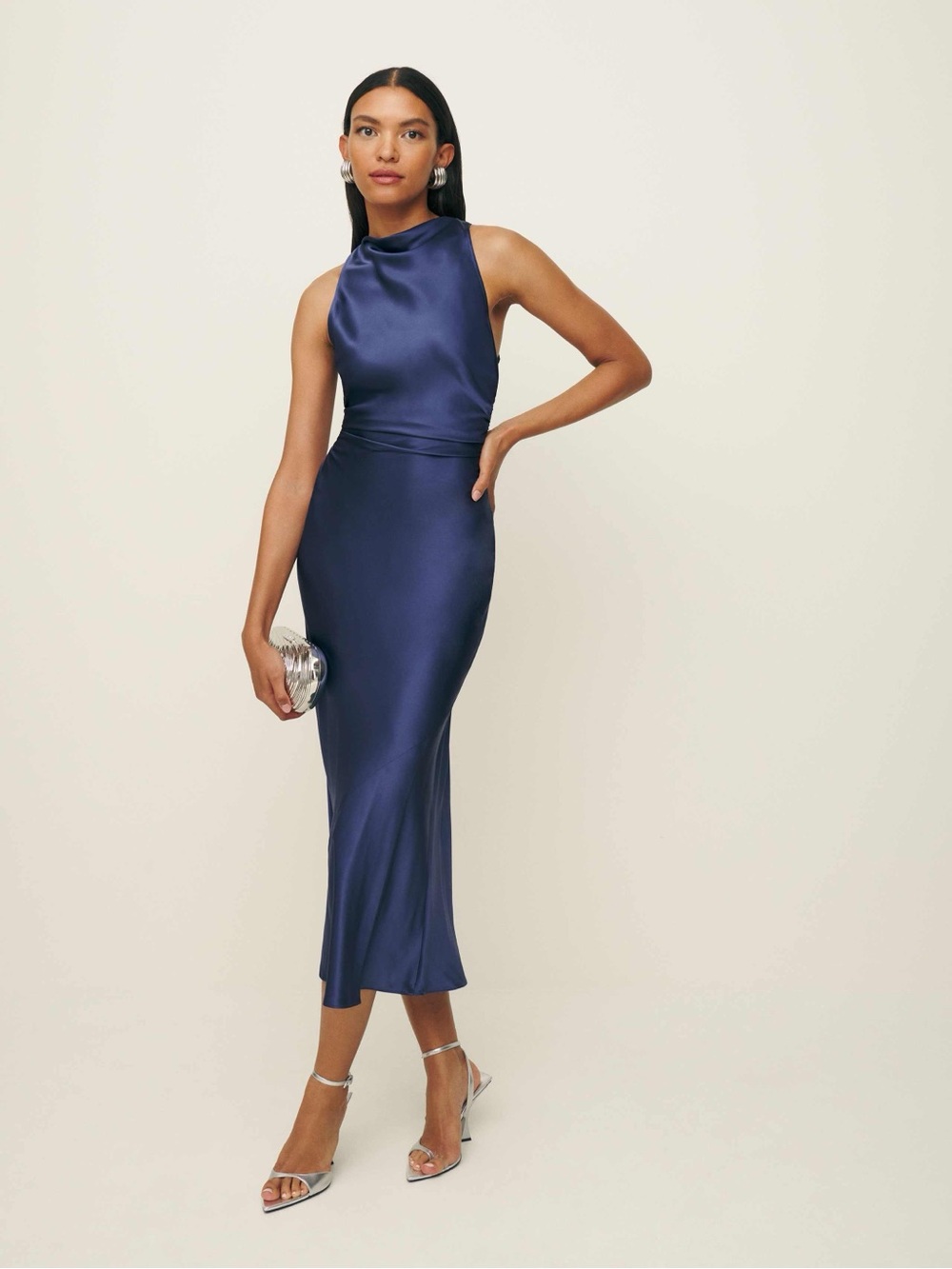 Reformation Casette Silk Midi Dress NWT in Blue Iris